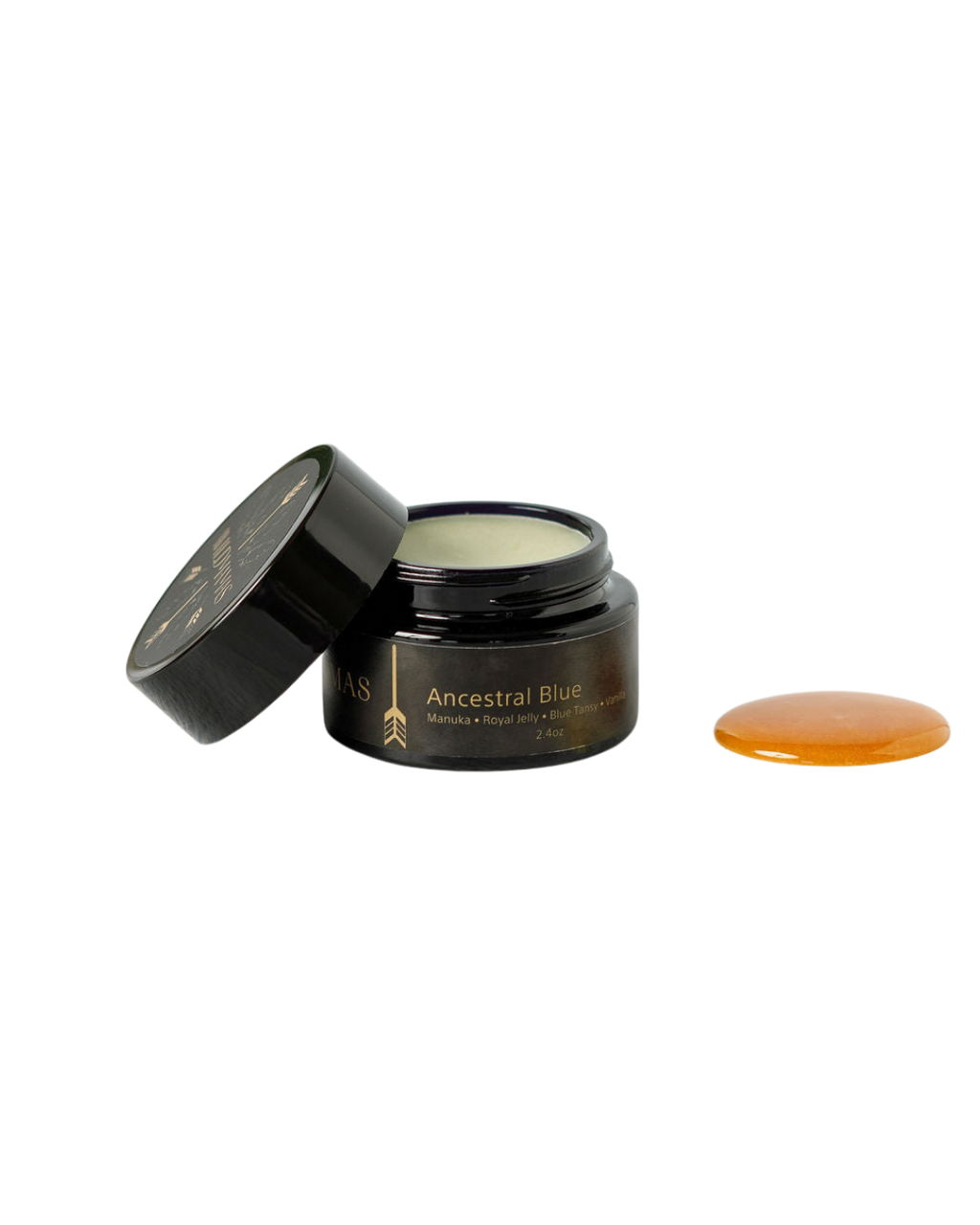 An open jar of Wild Mamas Ancestral Blue 2.4oz Wild Bison Tallow Balm exposes its rich cream, while a golden balm rests nearby—ideal for soothing rosacea and supporting skin barrier repair.