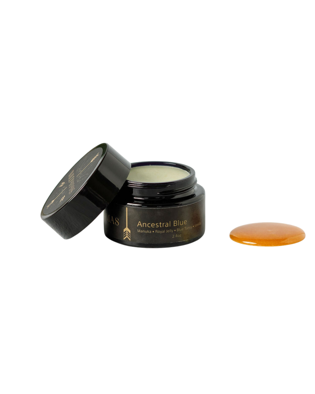An open jar of Wild Mamas Ancestral Blue 2.4oz Wild Bison Tallow Balm exposes its rich cream, while a golden balm rests nearby—ideal for soothing rosacea and supporting skin barrier repair.