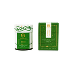 The image features a green cylindrical tin container of Chafinity Tea's Organic Stone Ground Ceremonial Matcha Gokoro, reminiscent of Japanese tea ceremonies. It is positioned next to its matching green rectangular box packaging, with both products adorned with gold and white text and branding elements.