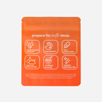 An orange Zenzentape Socal Sunset Mouthtape package labeled "prepare for better sleep" features icons and text highlighting benefits: medical grade adhesive, hypoallergenic, ultra comfortable, sleep support, combats snoring, and organic bamboo silk.