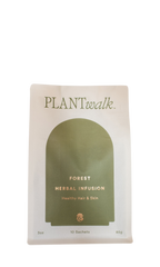 PLANTWALK’s FOREST | Healthy Hair & Skin Herbal Infusion offers herbal support and structural protein for hair and nails. The white package with a green arch, gold text contains 10 sachets (3 oz/85g).
