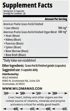 Supplement Facts label for Wild Mamas Wild Child - Complete Multivitamin For Kids, a comprehensive multivitamin with daily values not established—ideal as a first food for babies. Additional product details below.