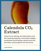 A swatch of golden-brown Emanations Profound Face Oil by Summer Solace Tallow highlights its calming, anti-inflammatory, and skin-soothing benefits—ideal for healing, barrier support, or blending into a nourishing hair oil.