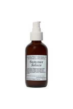 A brown glass pump bottle labeled "Everyday Pure Tallow Body Oil | Regenerative Tallow® Unscented Oil for Face, Body & Hair" by Summer Solace Tallow, shown against a white background with care instructions on the label.