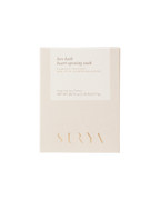 Surya's Love Bath Heart-Opening Soak comes in a beige, minimalistic 24.75 oz box and features an Ayurvedic blend with mood-elevating botanicals for Tridoshic balance.