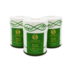 Three cylindrical containers of Chafinity Tea's Organic Stone Ground Ceremonial Matcha Gokoro are displayed against a black background. The containers feature a green and white design with gold detailing, embodying the essence of Japanese tea ceremonies. They are labeled as organic, stone-ground matcha green tea powder.