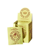 A yellow box labeled "WOODEN SPOON HERBS Lemon-Ginger Immune Toddy" with a supplement packet leaning against it. Both feature brown text, a flower illustration, and highlight echinacea for immune support.